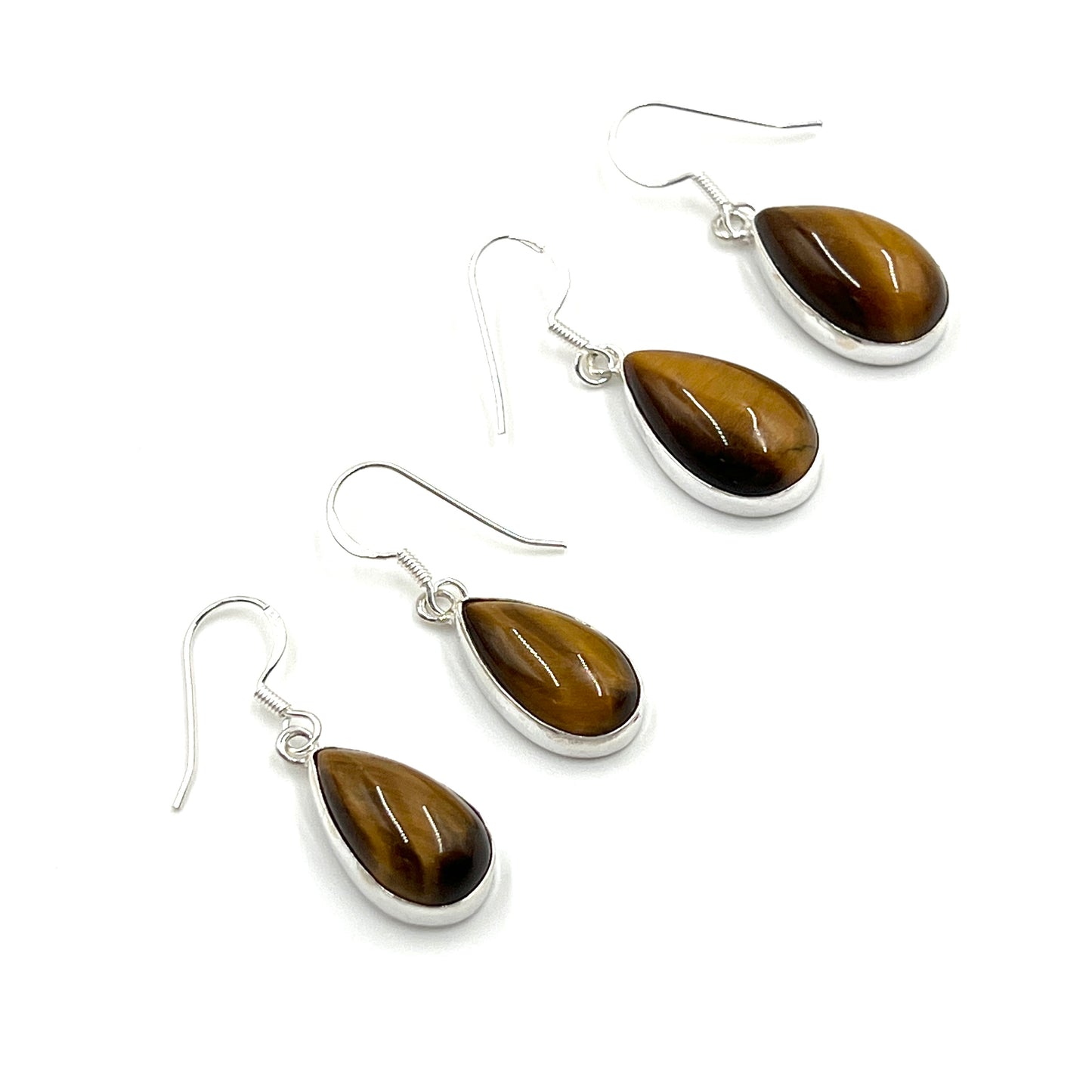 Sterling Silver Teardrop Tigers Eye Earrings