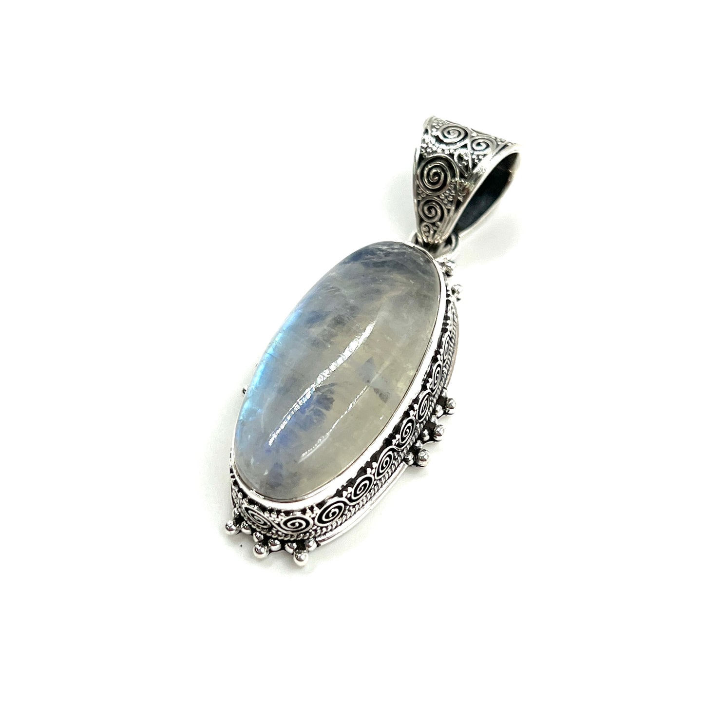 Sterling Silver Filigree Oval Moonstone Pendants