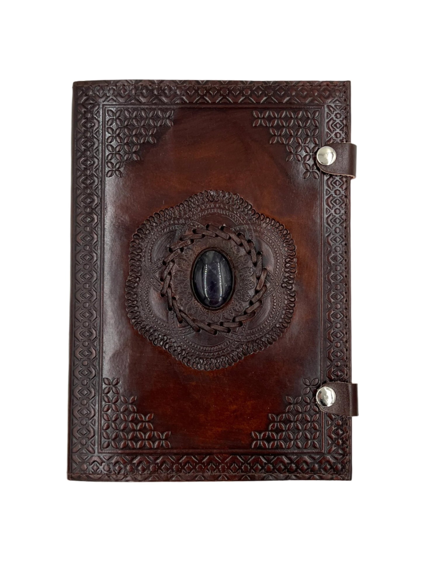 Camel Leather Gemstone Journal | Lotus | 10" x 7" x 1/2"