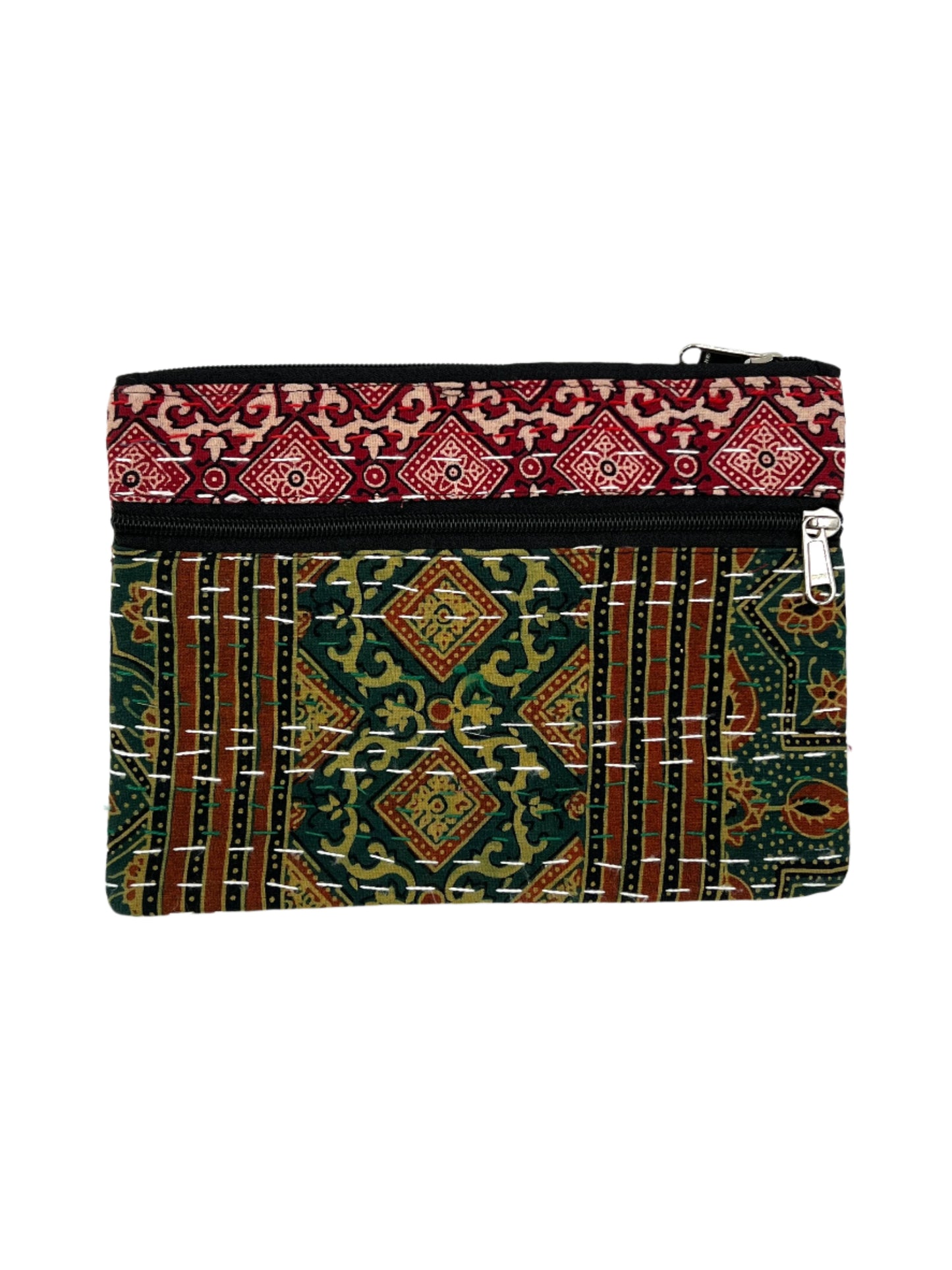 Block Print Kantha Coin Bag 10" x 7"