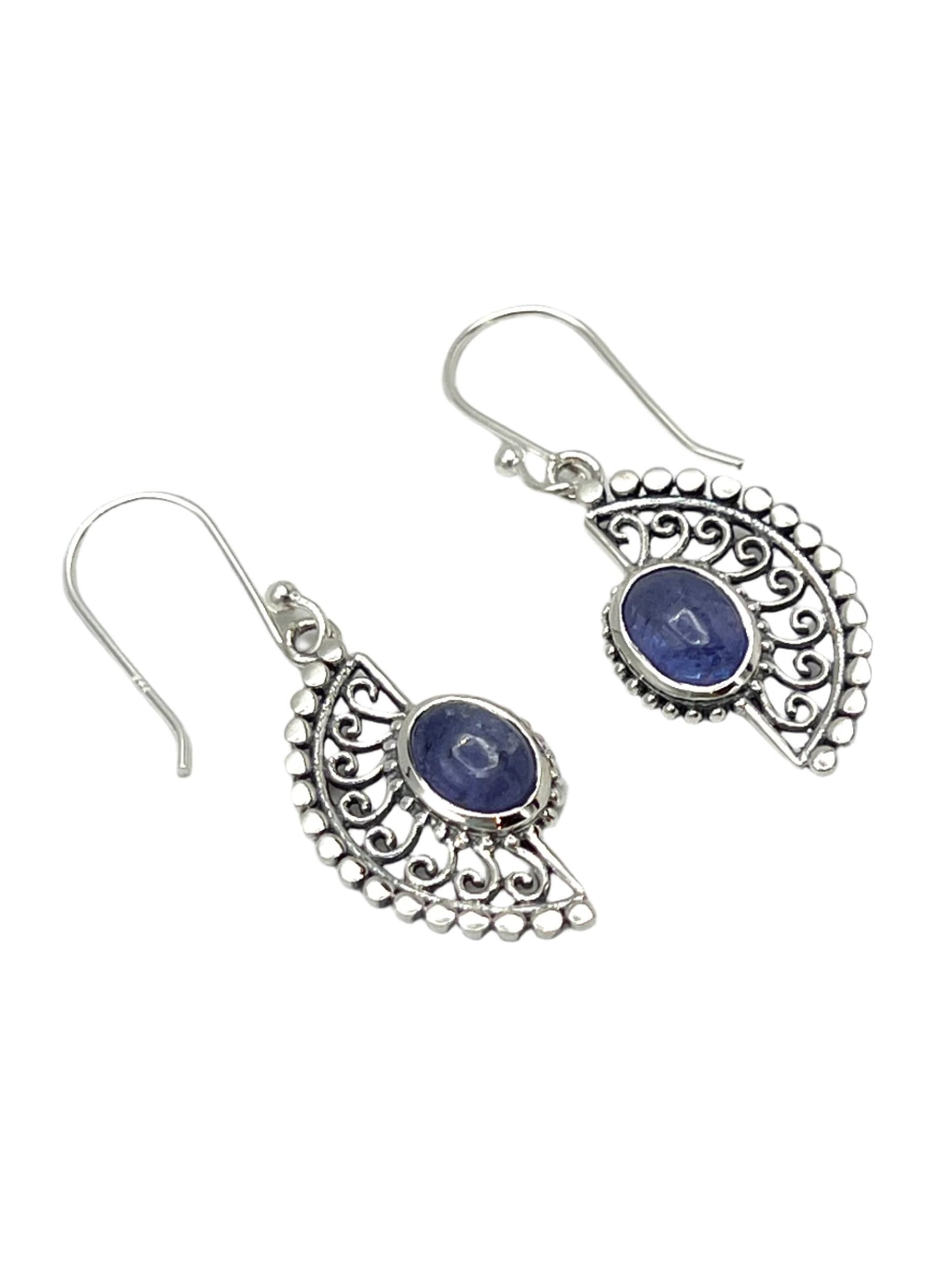 Sterling Silver Tanzanite Fan Earrings