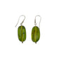 Silver Green Amber Earrings