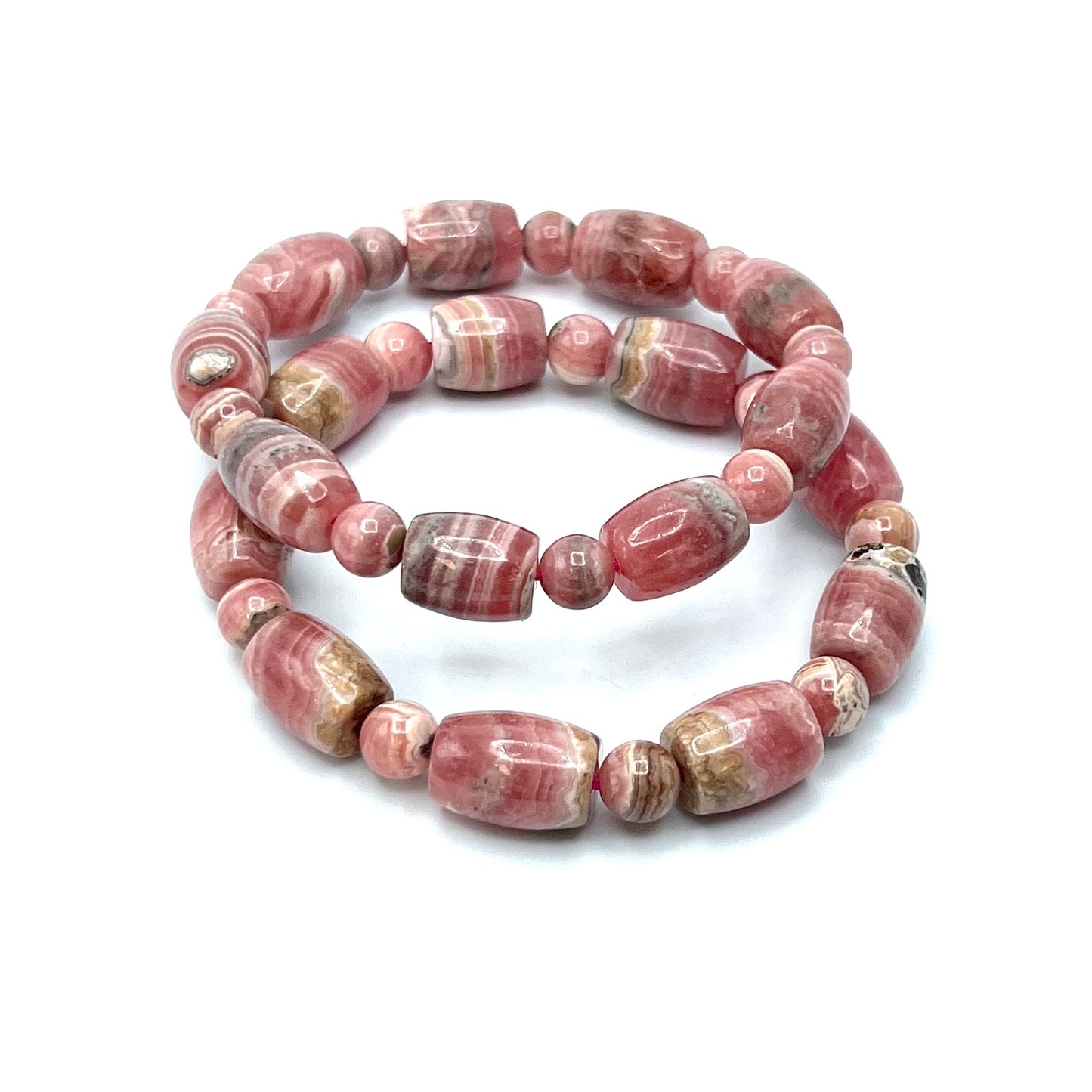 Rhodochrosite Barrel Stretchy Bracelets