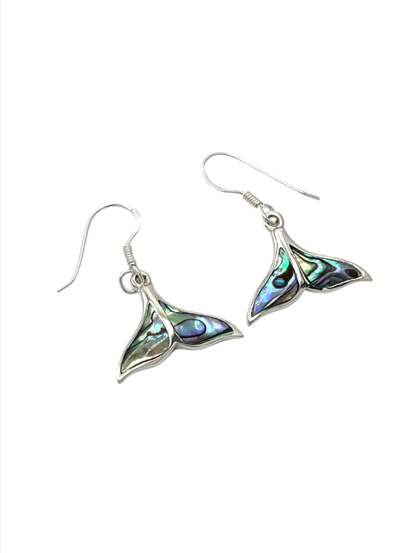 Sterling Silver Shell Whale Tail Earrings