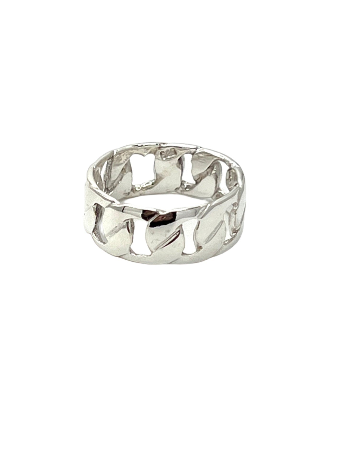 Sterling Silver Figaro Chain Ring