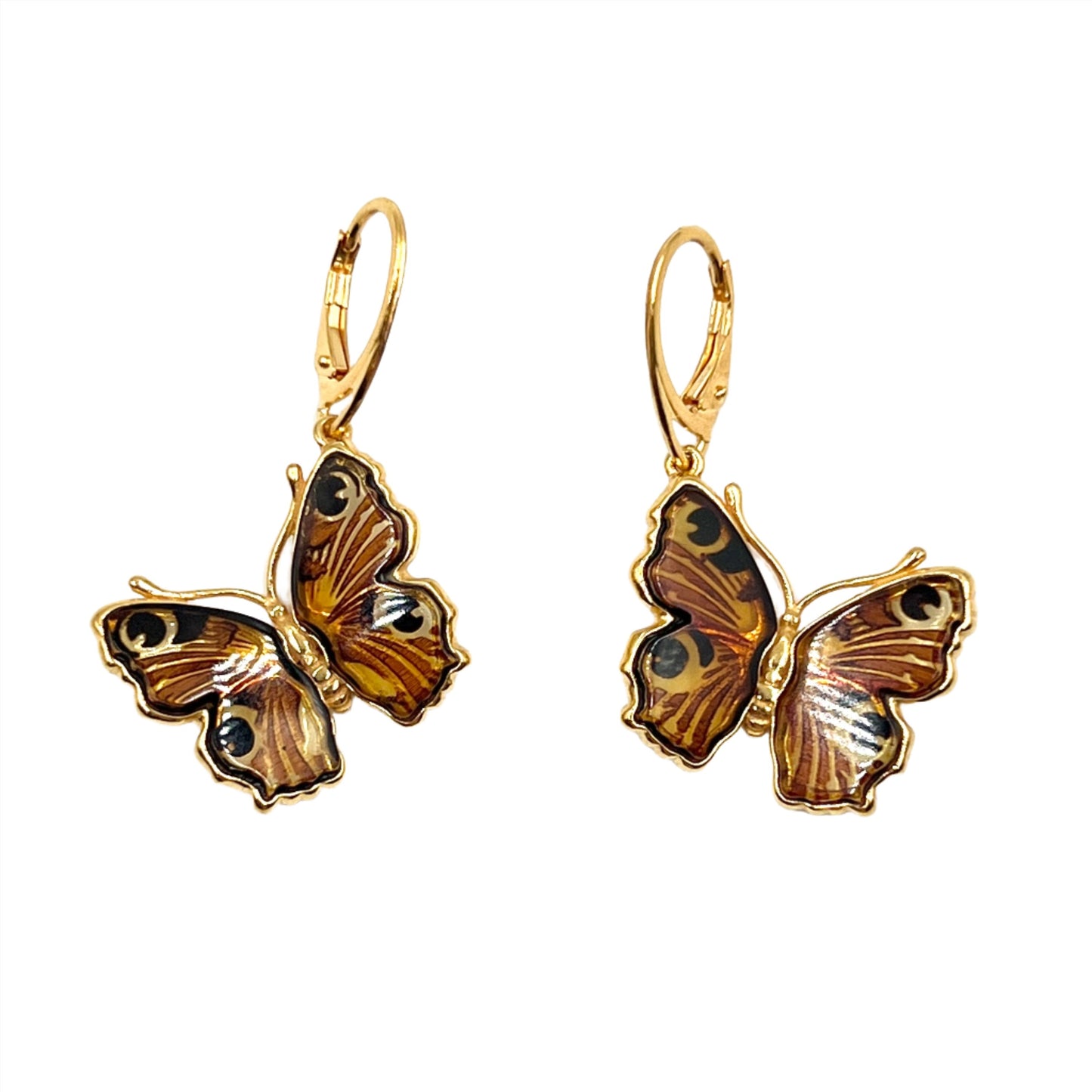 Gold Plated Silver Amber Butterfly Earrings