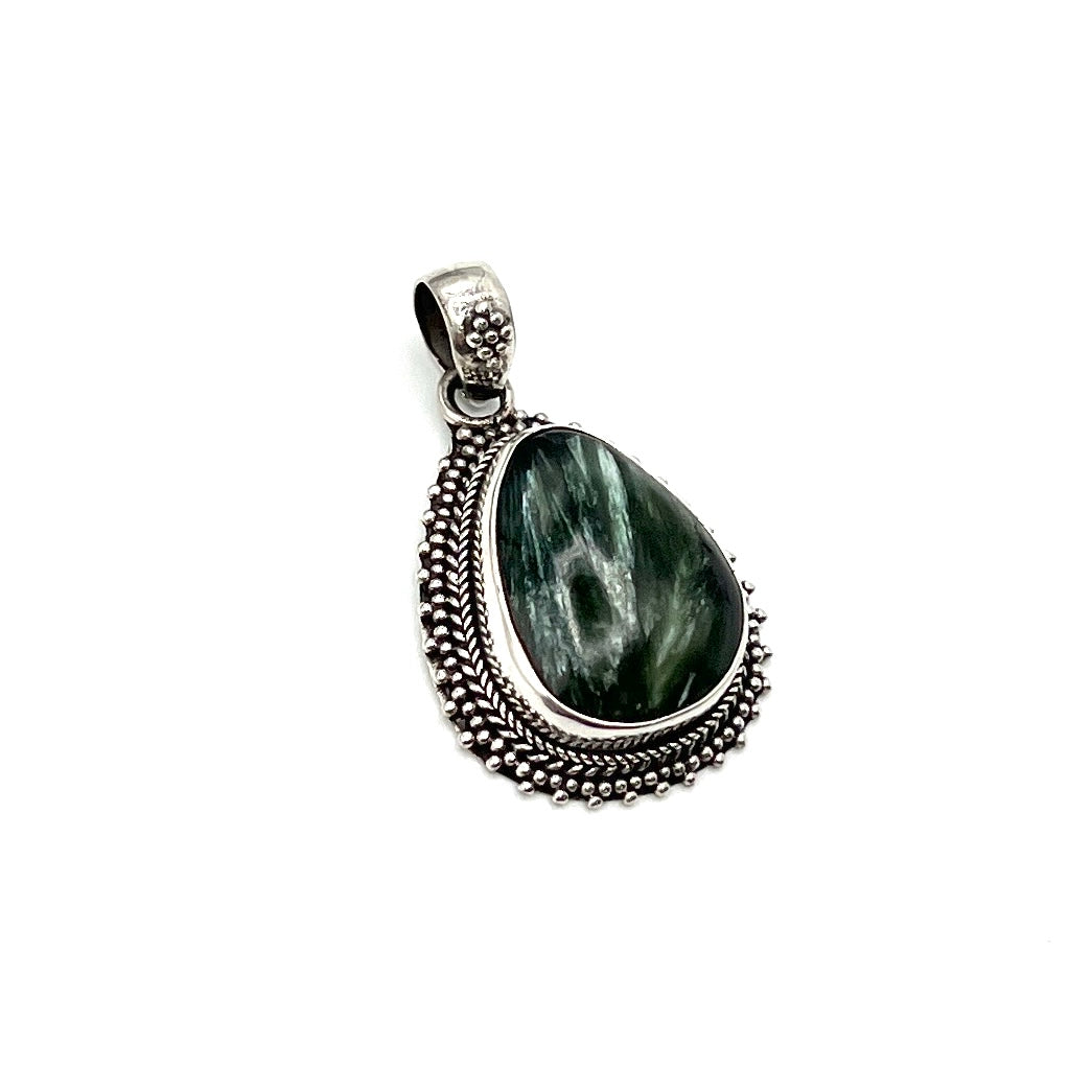 Sterling Silver Seraphinite Teardrop Pendants