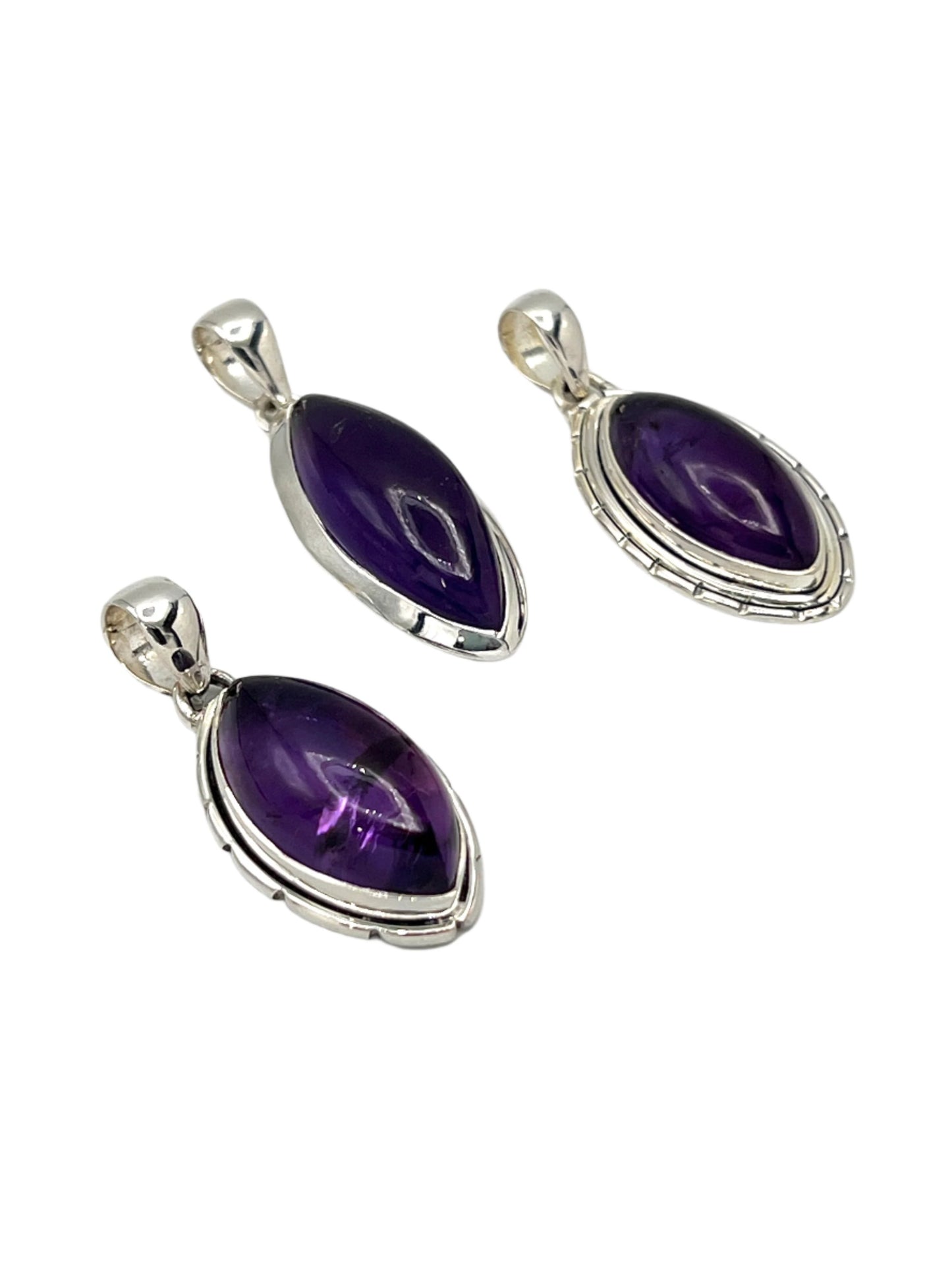 Sterling Silver Marquise Amethyst Pendants