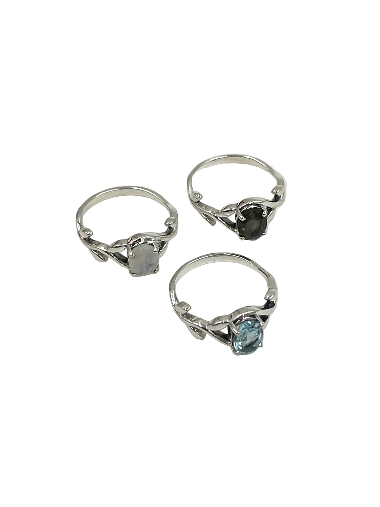 Faceted Oval Gemstone Vine Ring