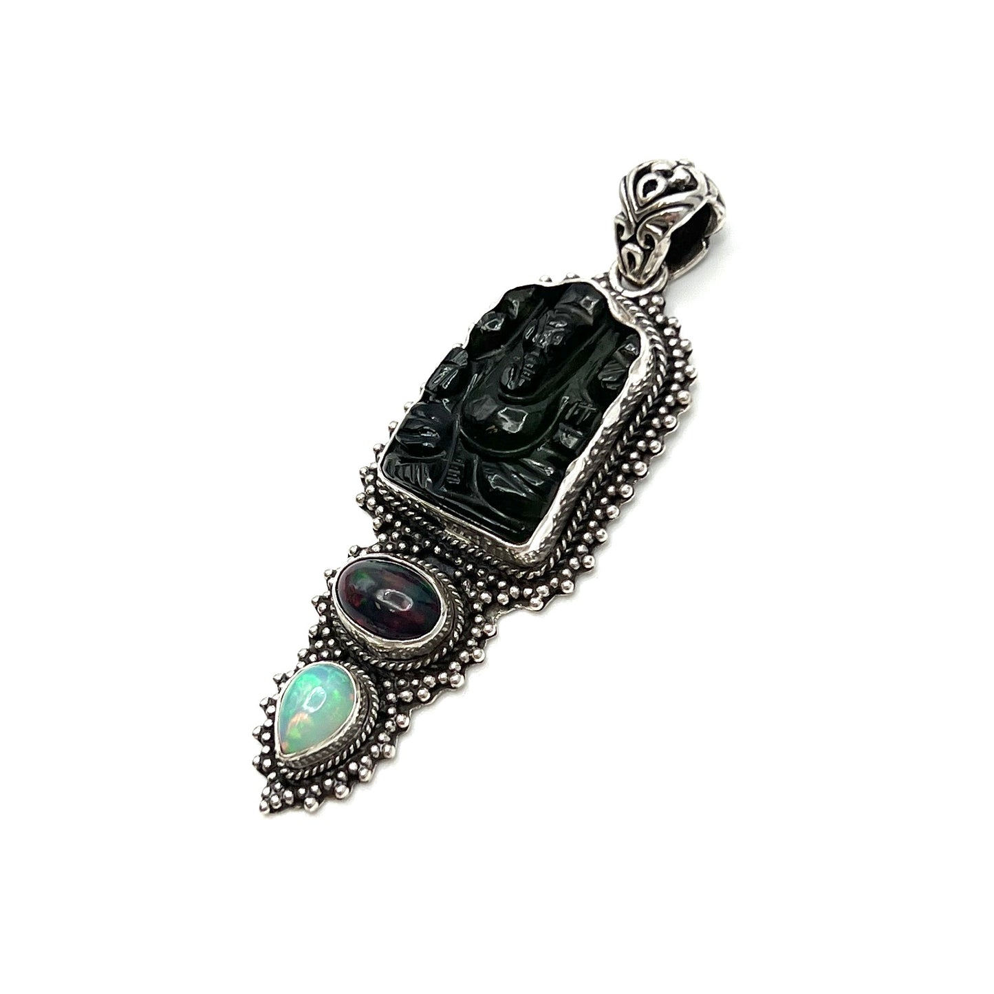 Ganesh Moldavite & Opal Pendants