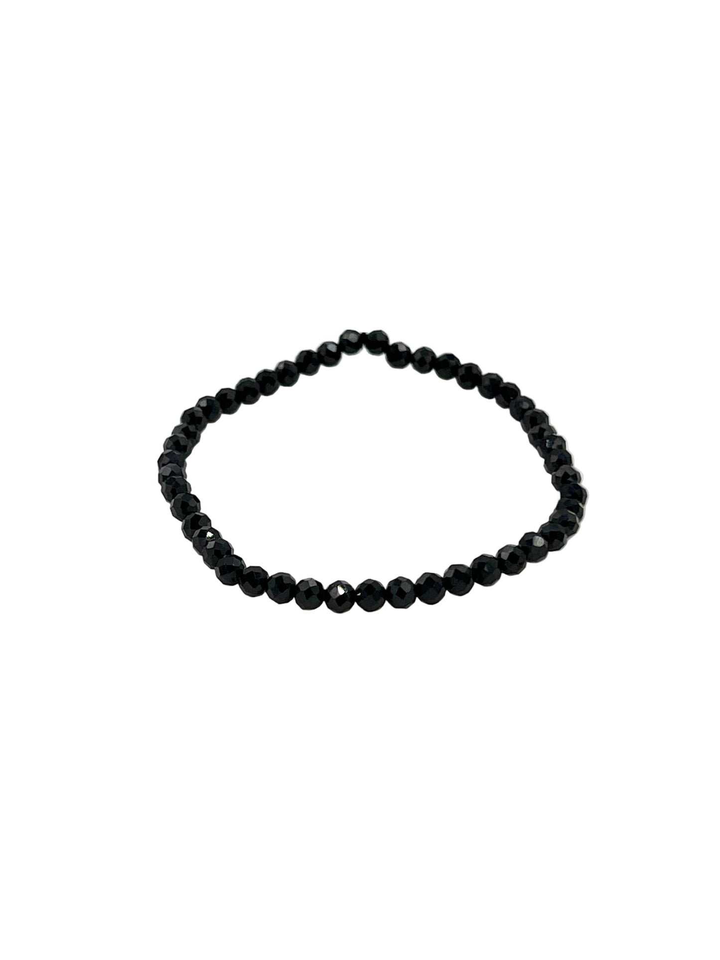 Faceted Black Spinel Beaded Bracelet