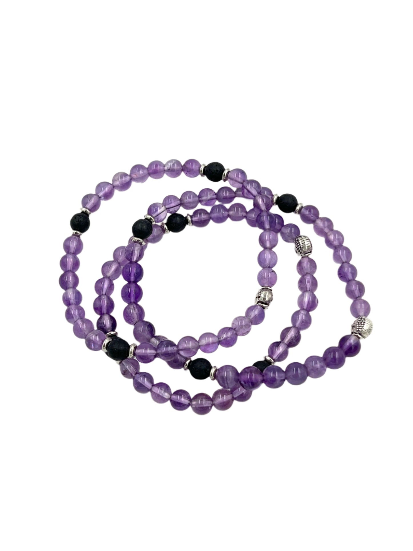 Amethyst & Lava Stone Stretchy Bracelets