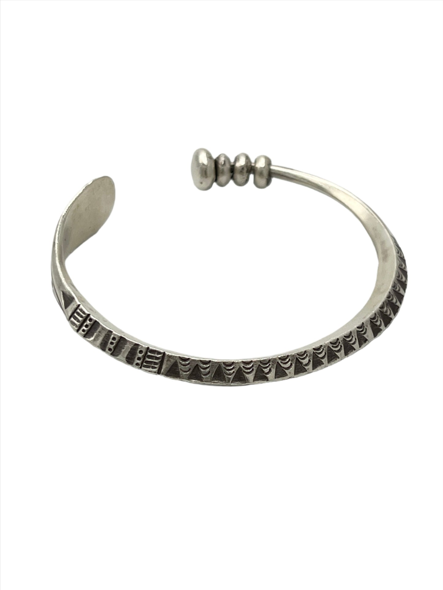 Sterling Silver Hilltribe Flat End Cuff Bracelet