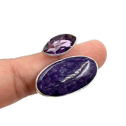 Sterling Silver Amethyst & Charoite Rings