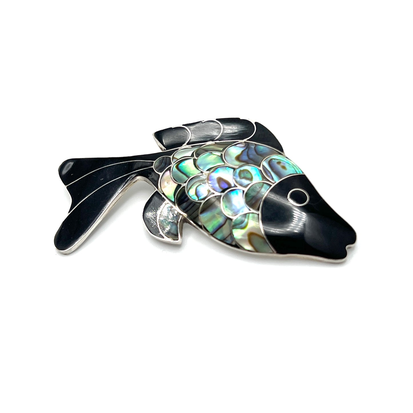 Sterling Silver Abalone Fish Pendant