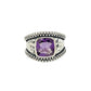 Sterling Silver Square Gemstone Hammered Rings