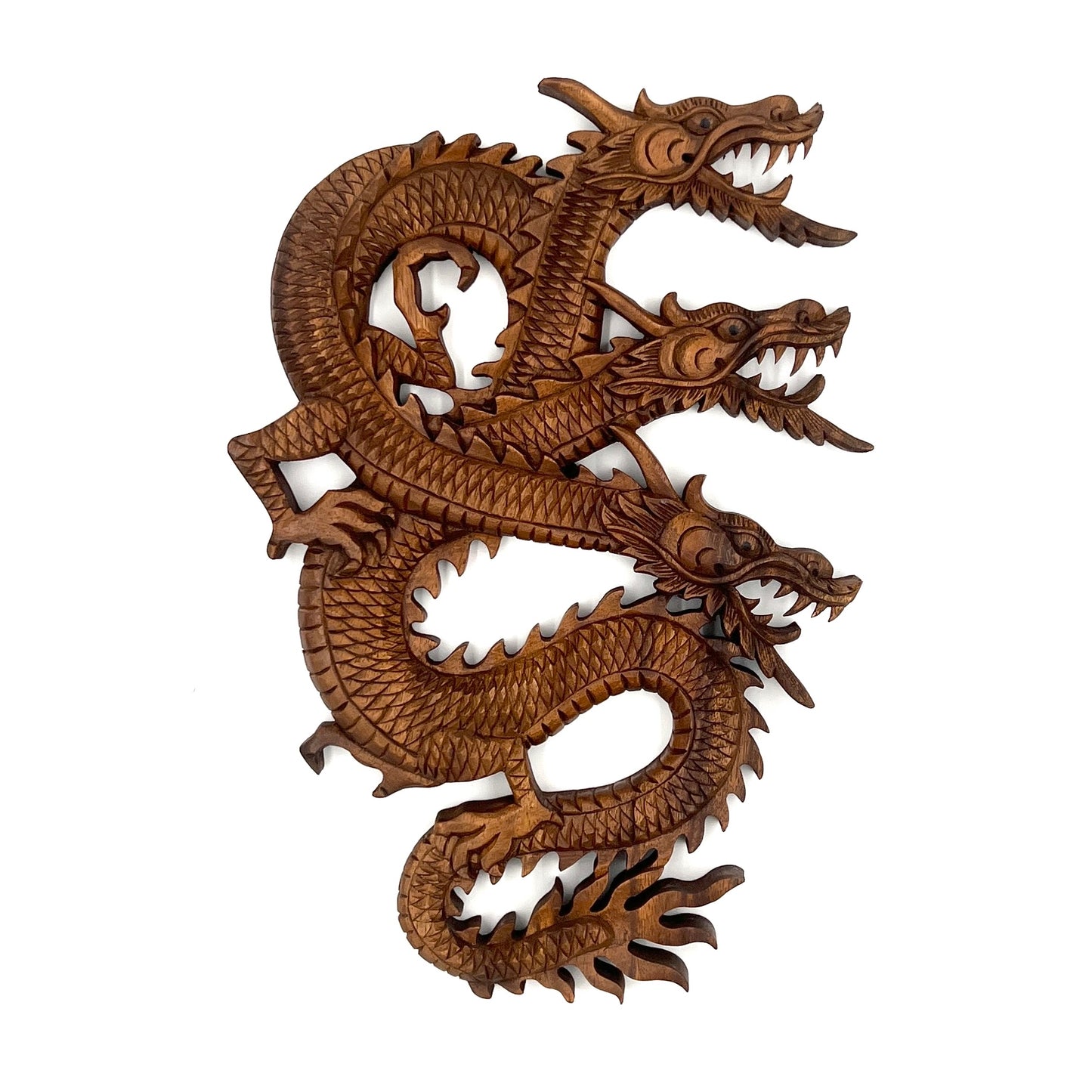 3 Headed Dragon Panel Carving