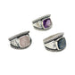 Sterling Silver Square Gemstone Hammered Rings