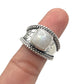 Sterling Silver Square Moonstone Hammered Rings
