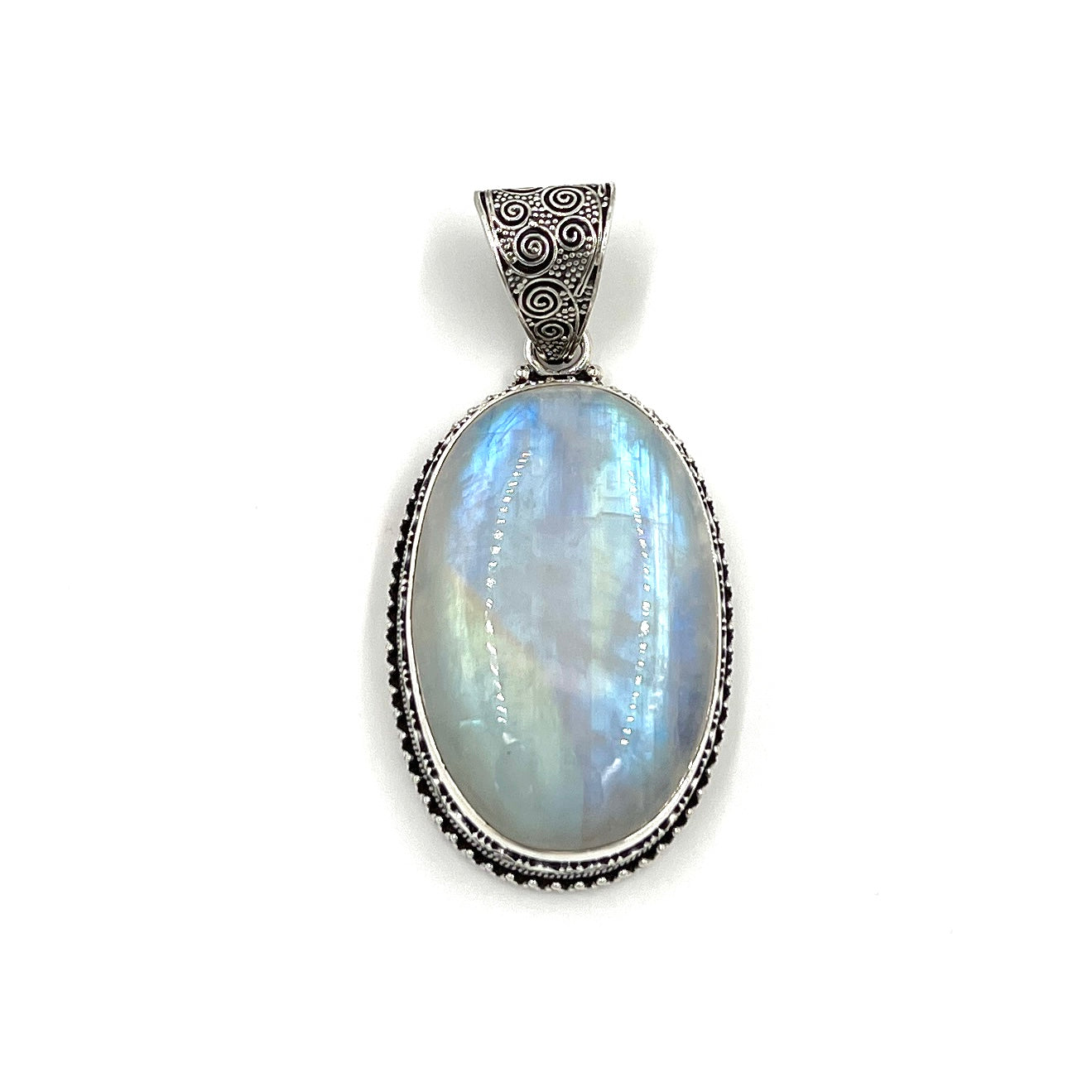 Sterling Silver Filigree Oval Moonstone Pendants