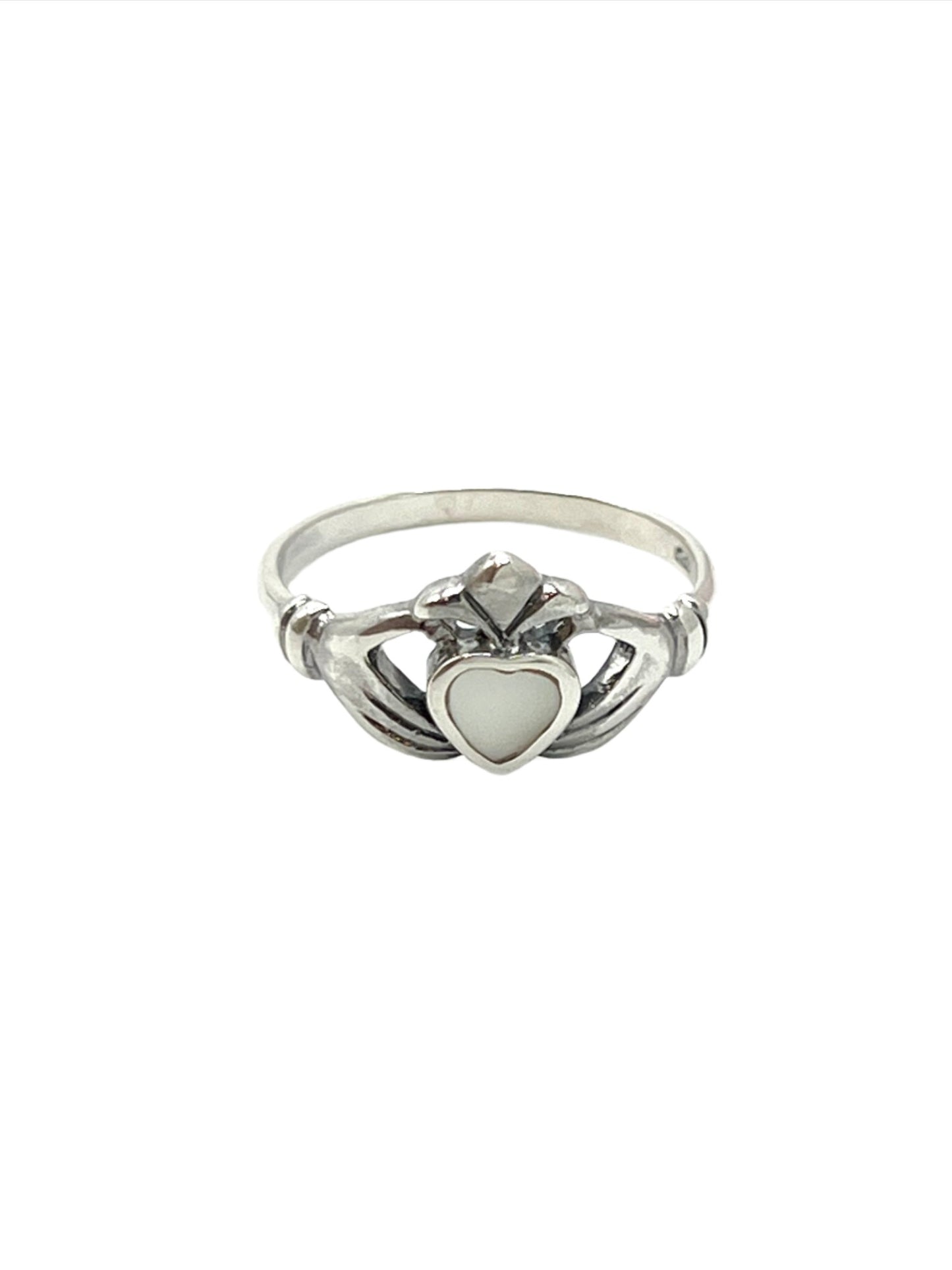 Sterling Silver Shell Claddagh Heart Rings