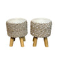 Teakwood & Rattan Table & Stool Sets