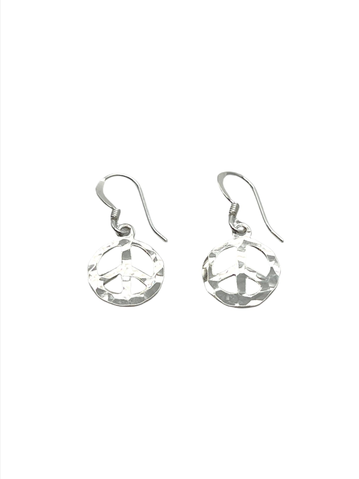 Sterling Silver Hammered Peace Earrings