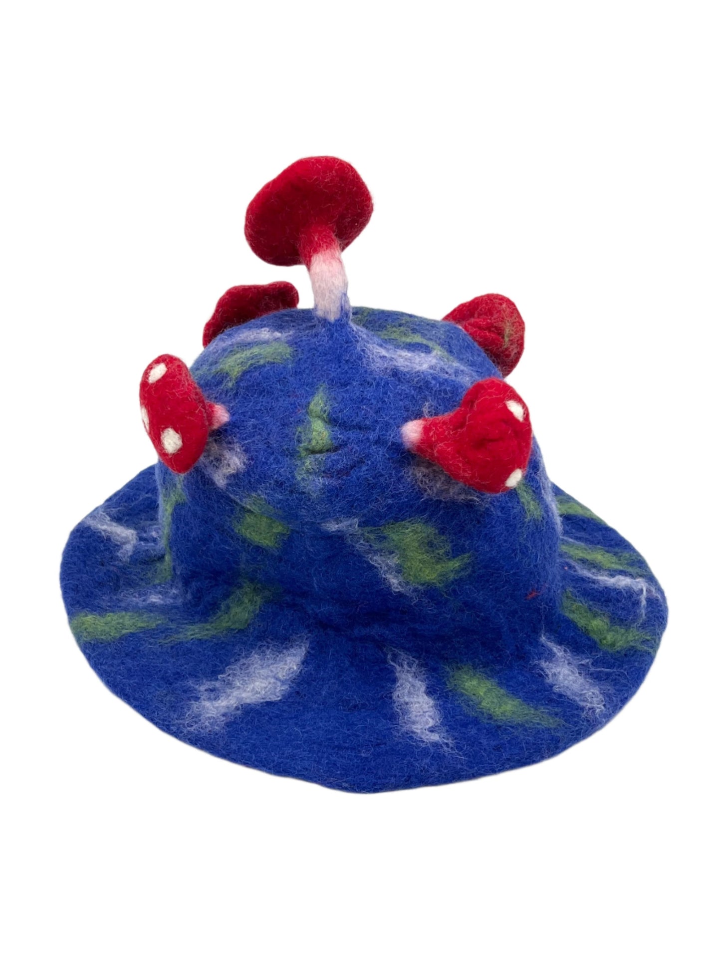 Hand felted Mushroom Wool Hats | Blues