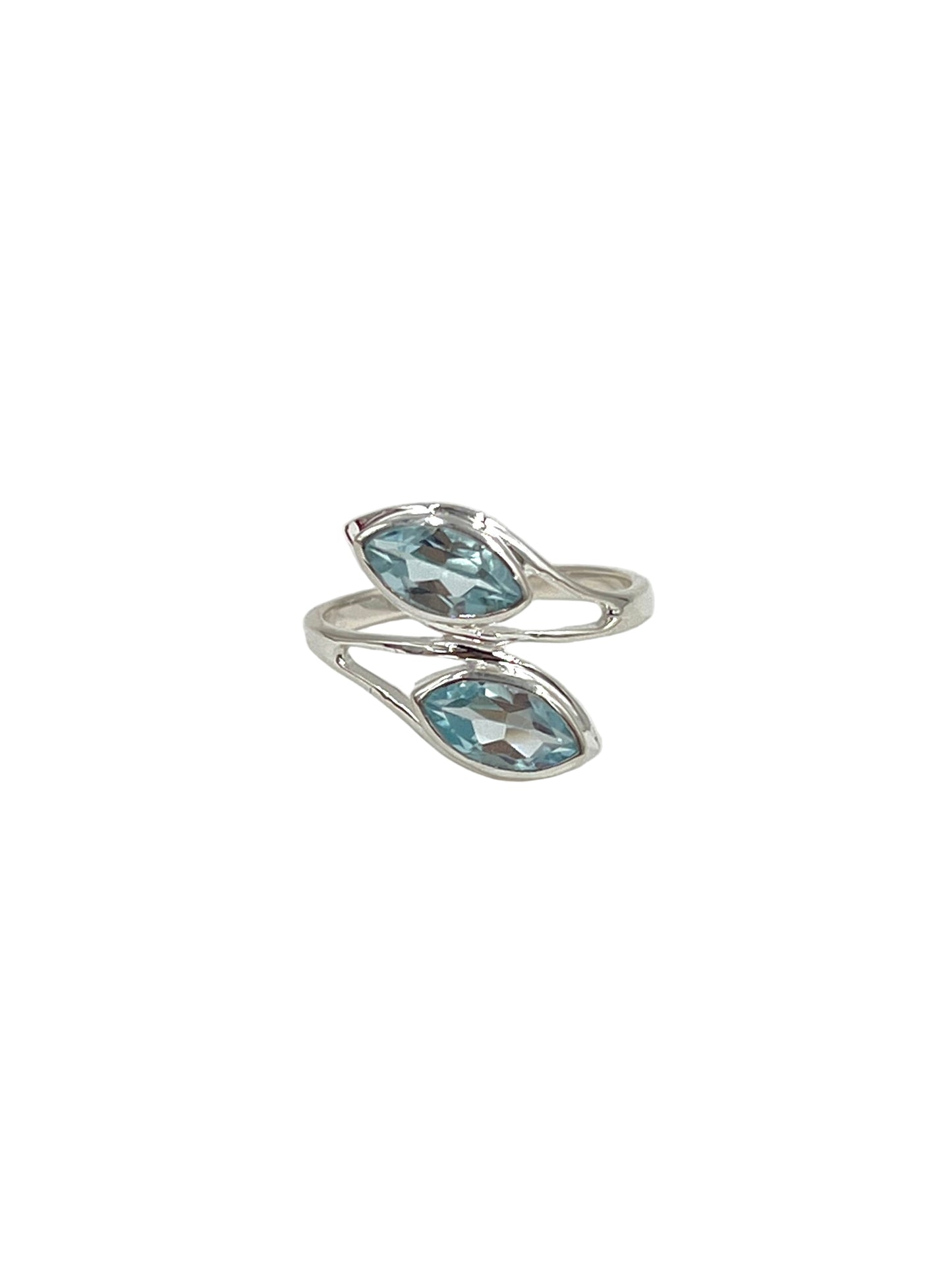 Double Marquise Blue Topaz Ring