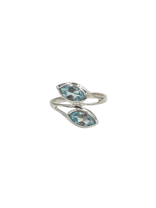 Double Marquise Blue Topaz Ring