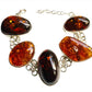 Large Stone Sterling Silver Amber Link Bracelet