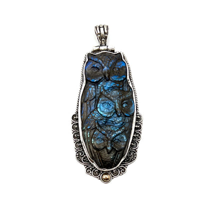 Labradorite Owl Pendants