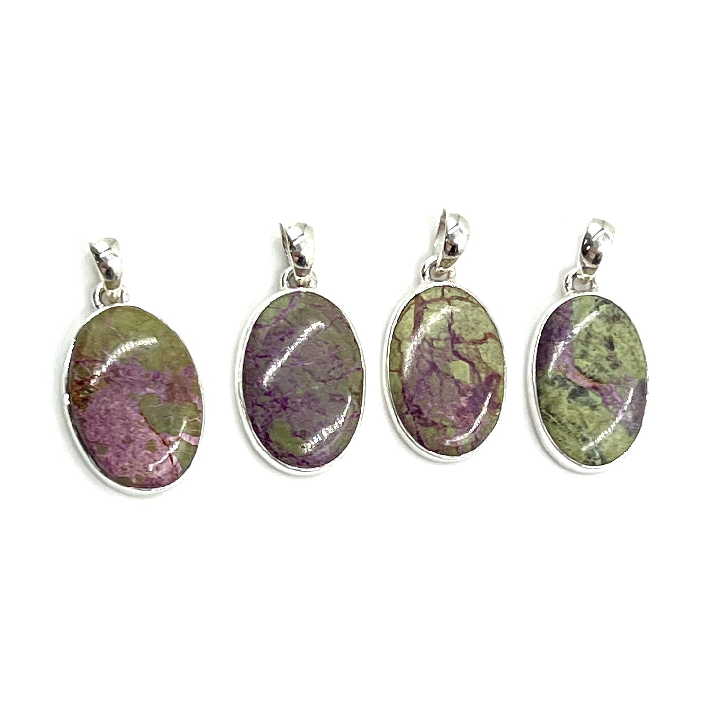 Sterling Silver Stichtite Oval Pendants