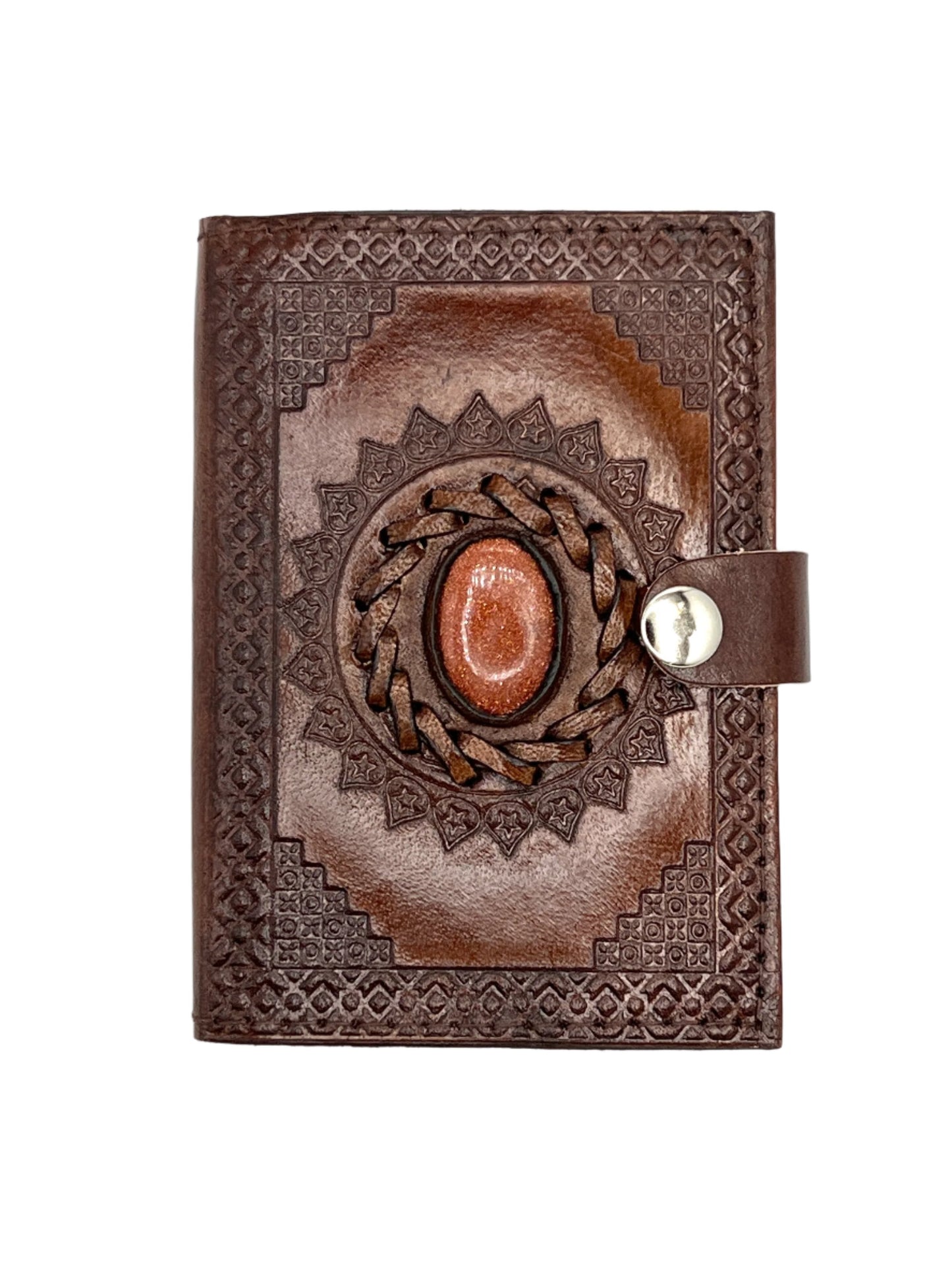 Camel Leather Gemstone Journal | Star Mandala | 5" x 3.5" x 1/2"