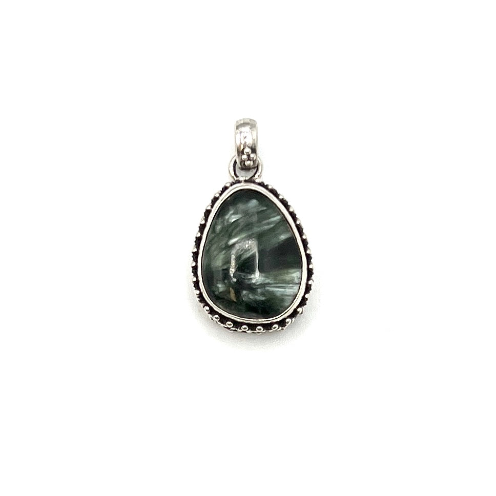 Sterling Silver Beaded Seraphinite Pendants