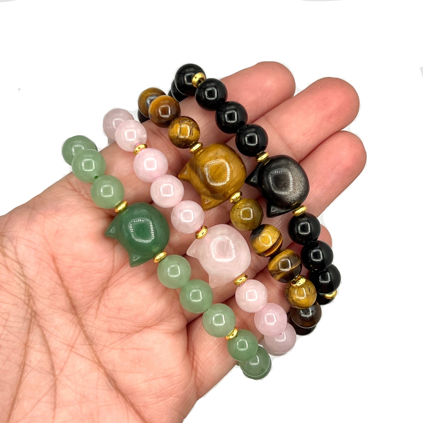Gemstone Cat Stretchy Bracelets
