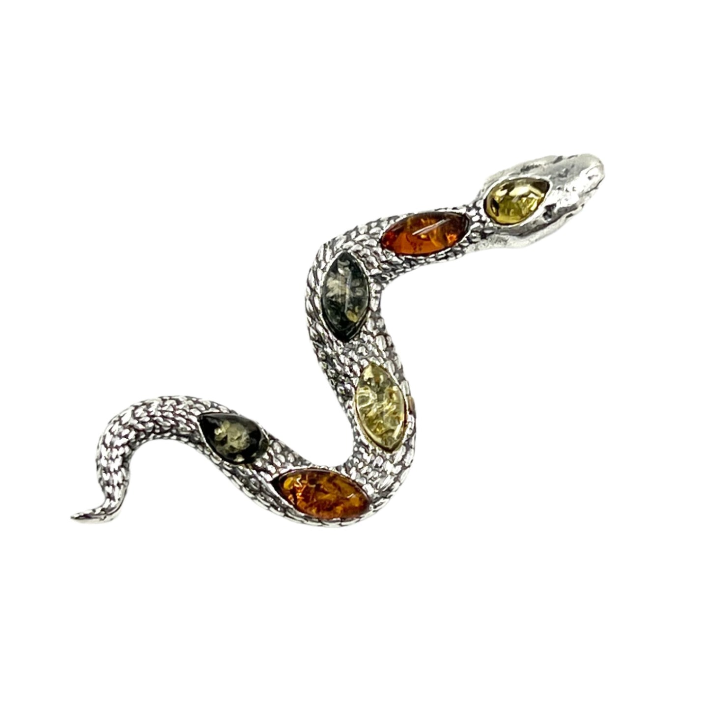 Sterling Silver Amber Snake Pendants