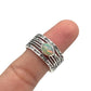 Sterling Silver Oval Opal Flower Band Ring