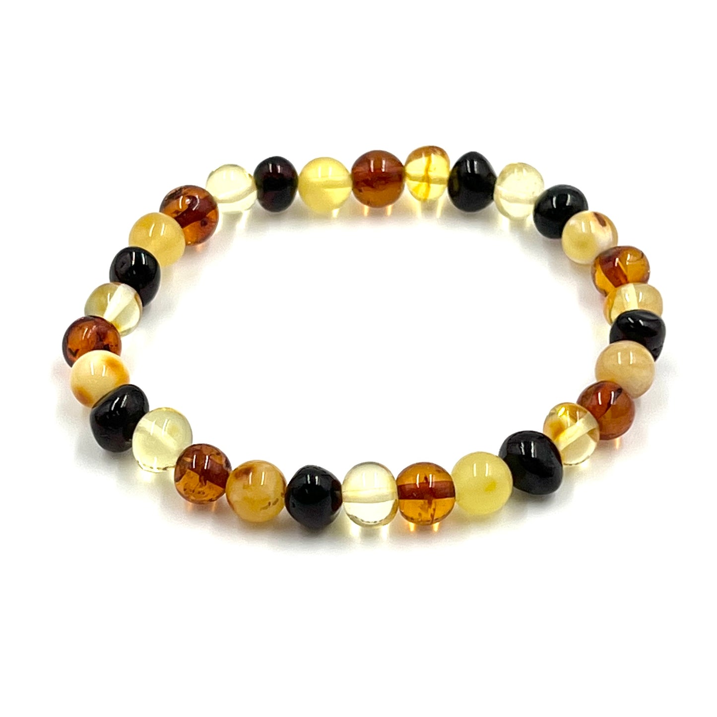 Multi Polished Amber Stretchy Bracelet