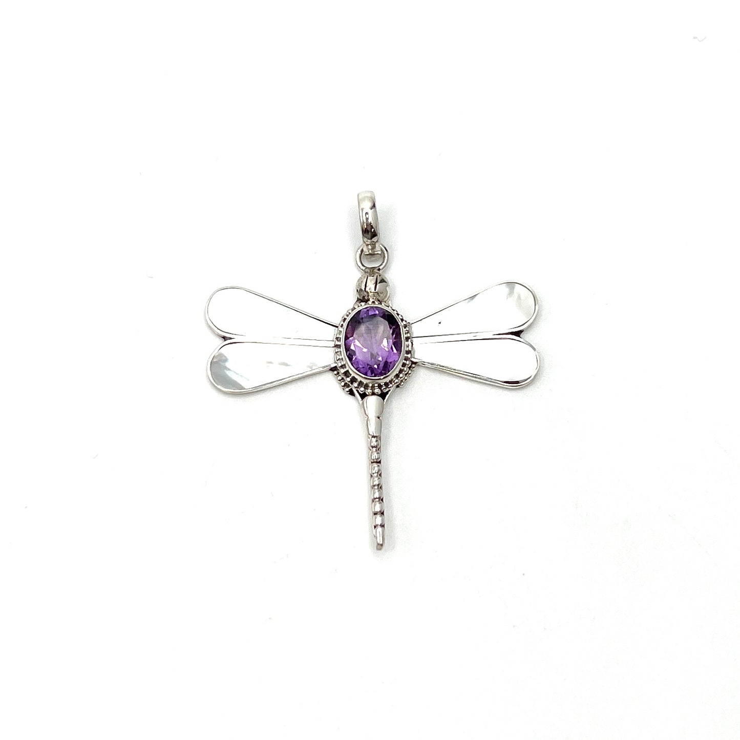 Sterling Silver Mother of Pearl Dragonfly Pendant