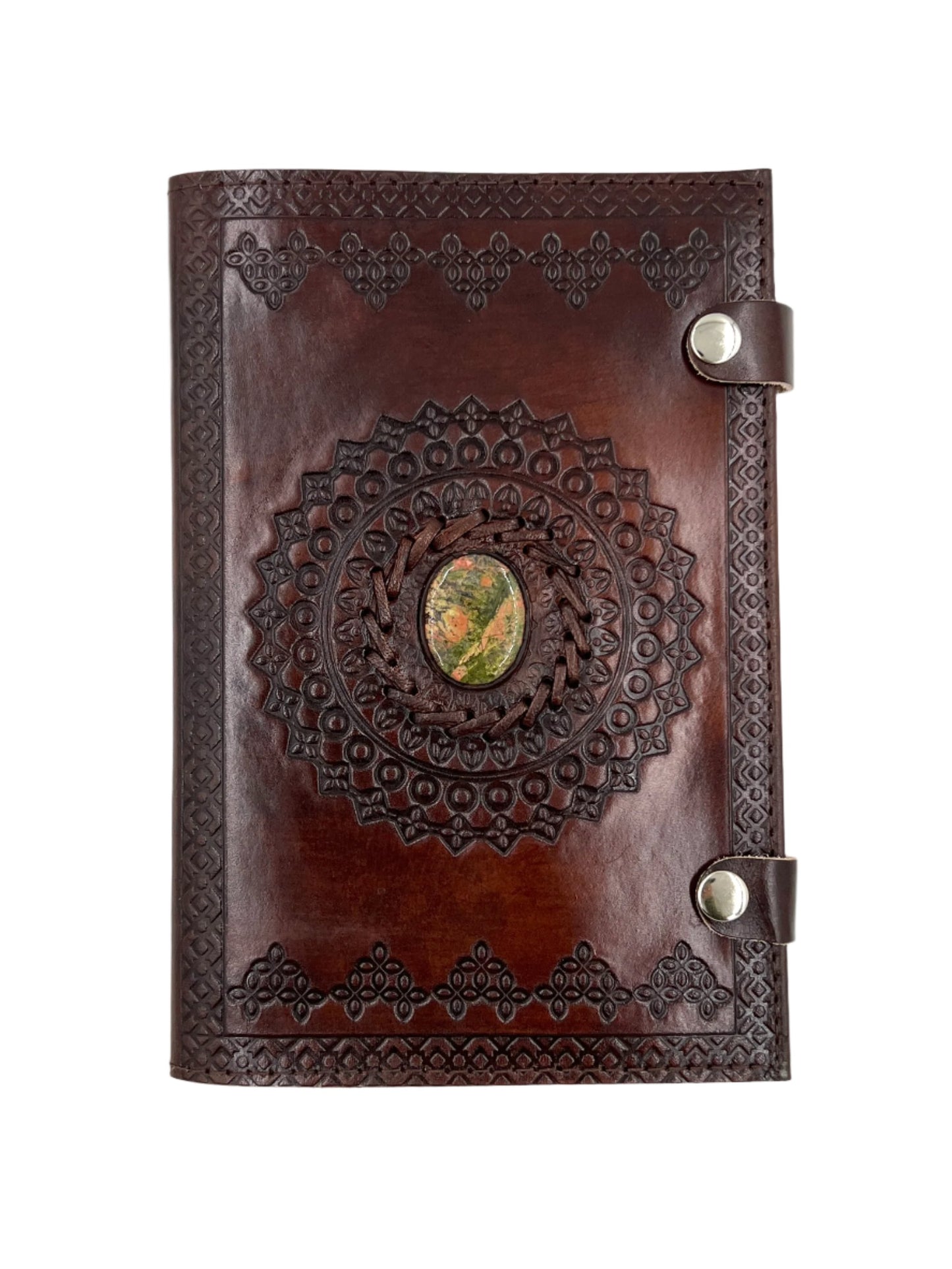 Camel Leather Gemstone Journal | Mandala | 9" x 6" x 1/2"