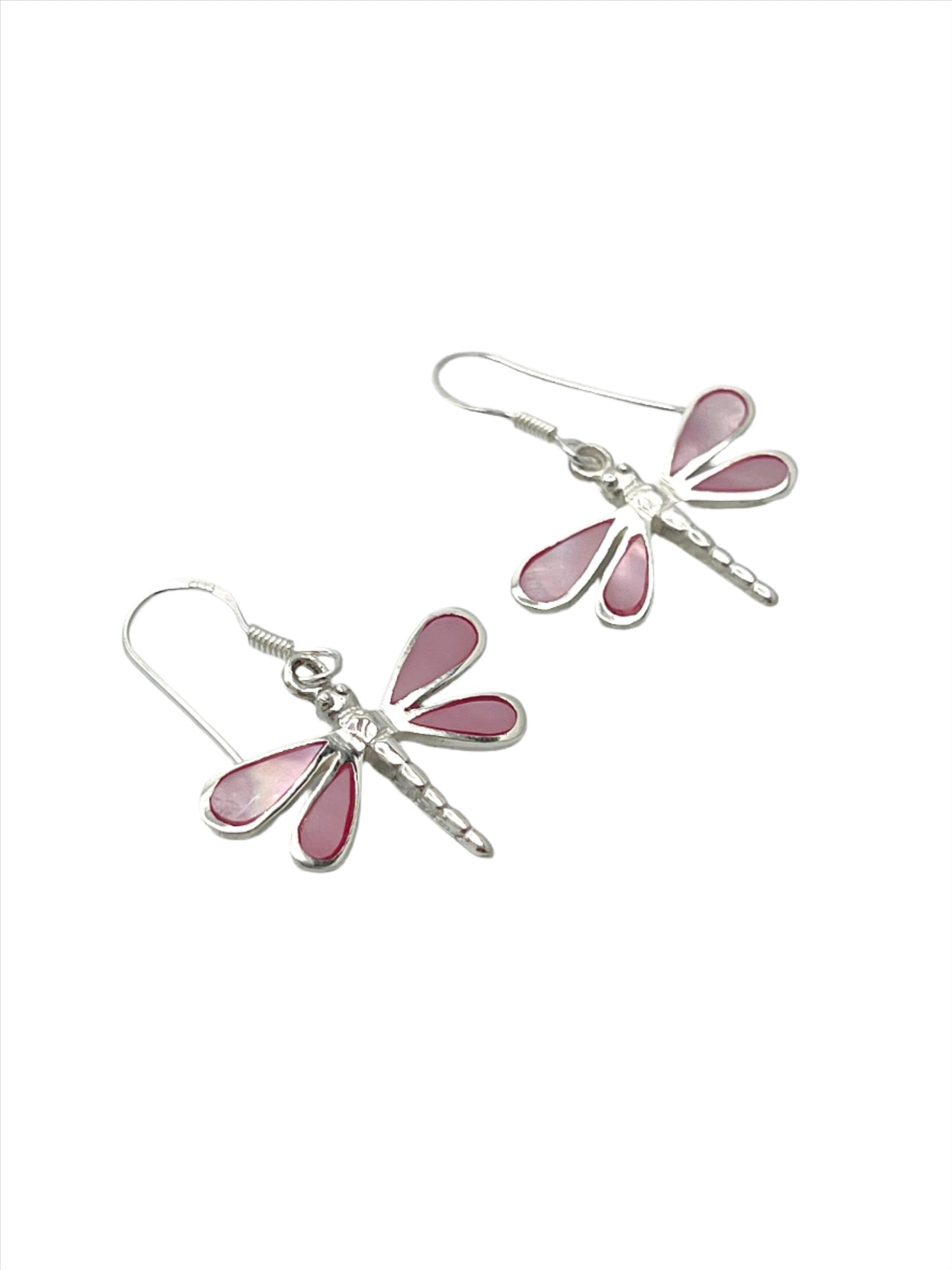 Sterling Silver Shell Dragonfly Earrings