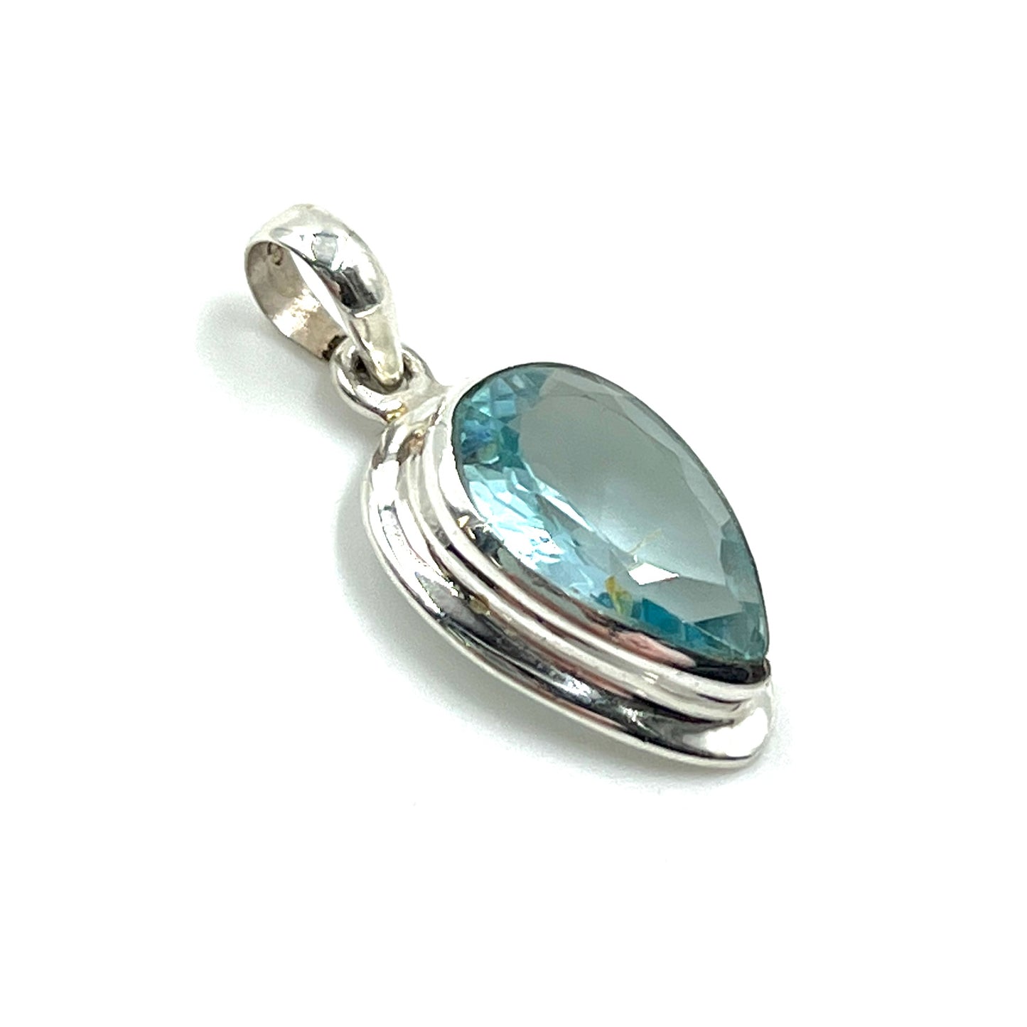 Sterling Silver Tear Drop Blue Topaz Pendants