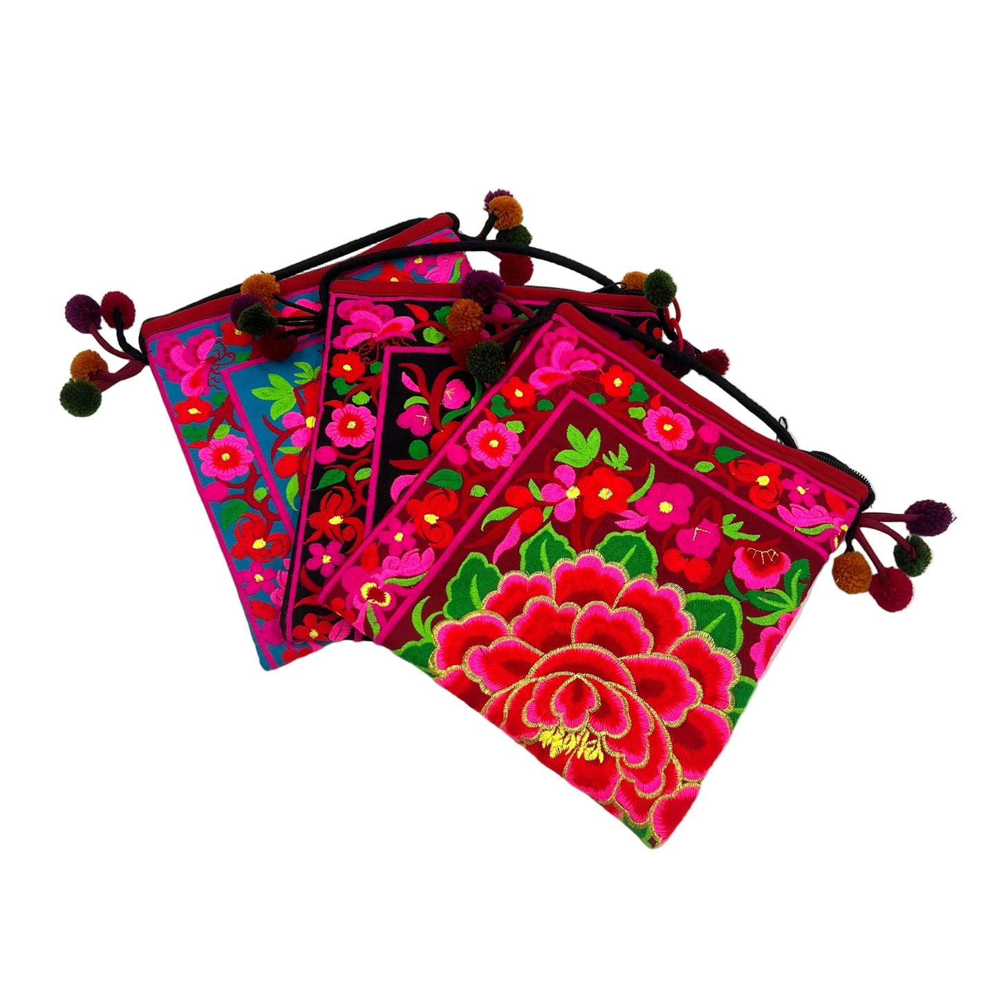 Embroidered Lotus Flower Crossbody Bag