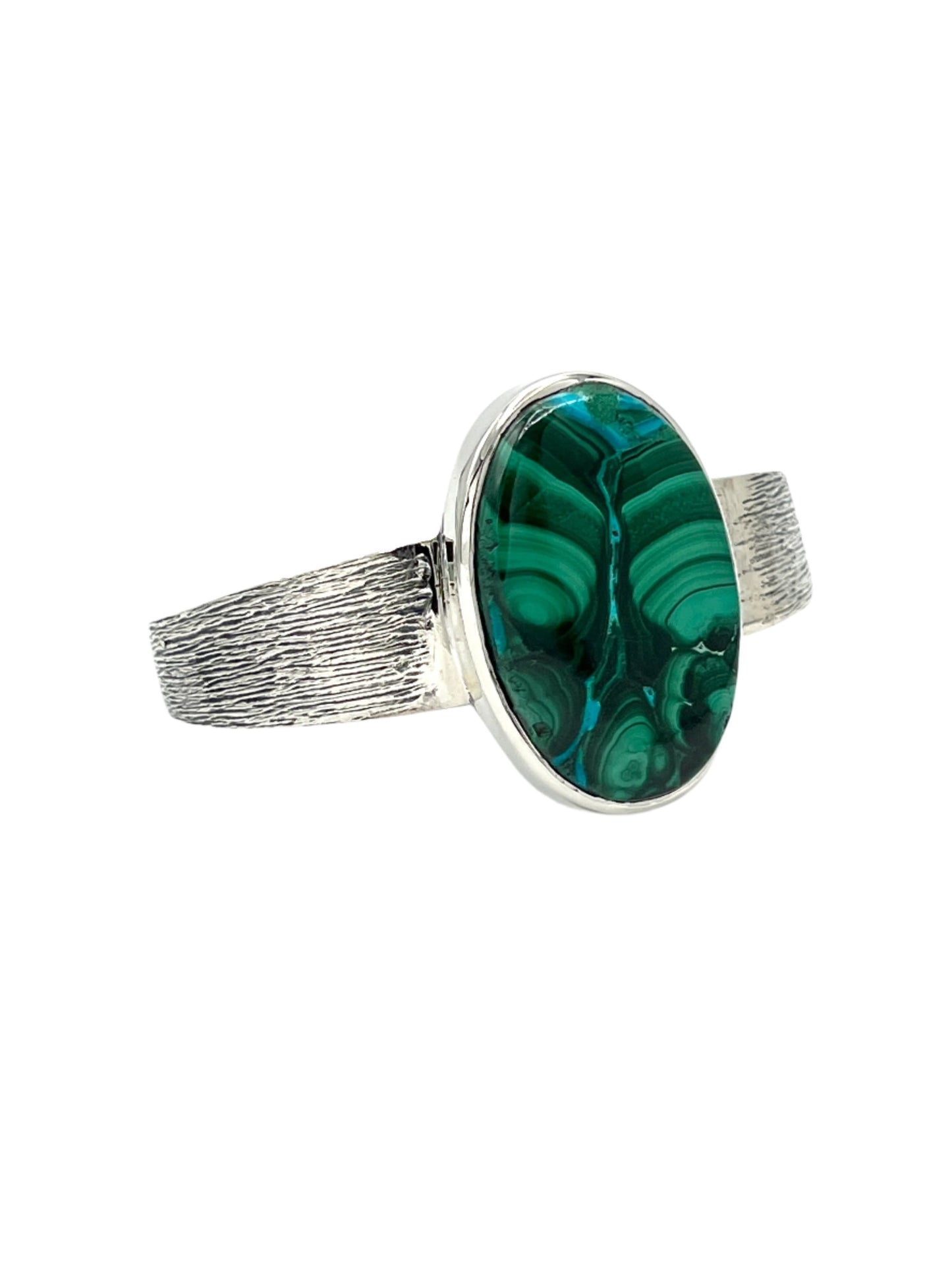 Silver Malachite & Chrysocolla Oval Cuff