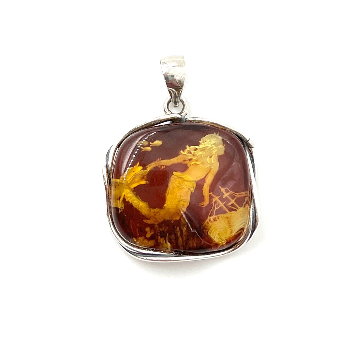 Handcarved Amber Mermaid Pendants