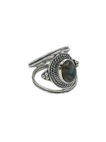 Sterling Silver Labradorite & Moonstone Shield Rings