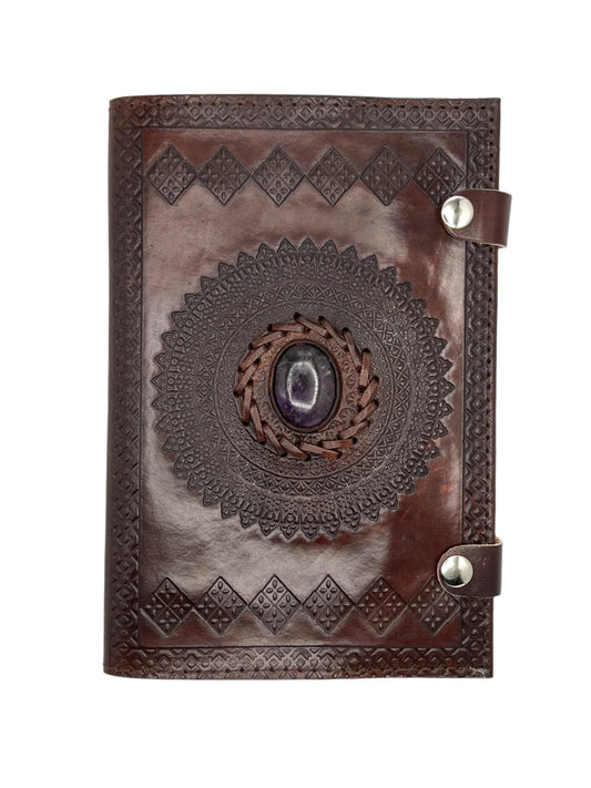 Camel Leather Gemstone Journal | Diamond Mandala | 9" x 6" x 1/2"