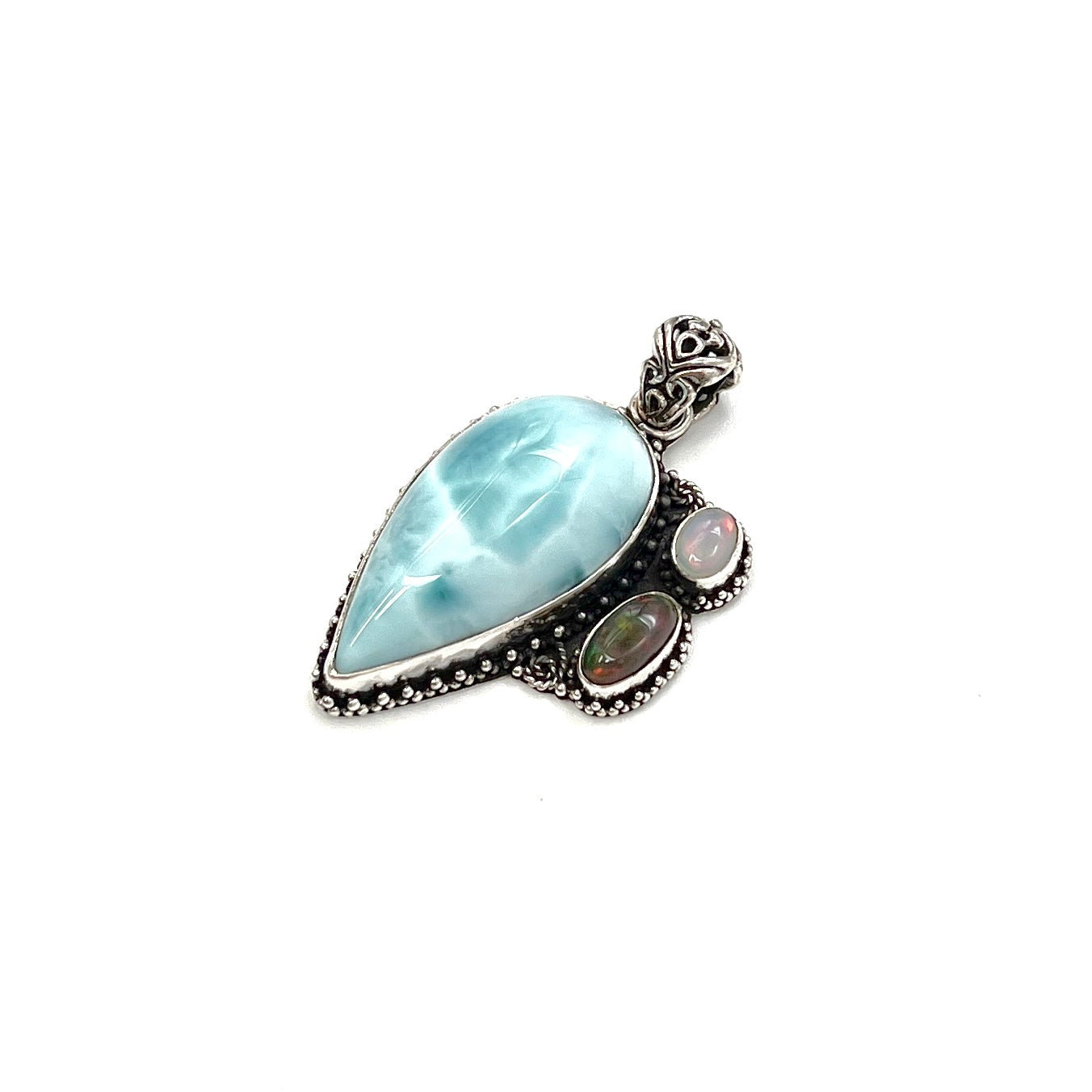 Sterling Silver Larimar & Opal Pendants