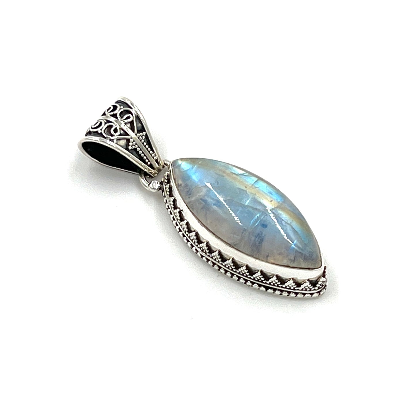 Sterling Silver Filigree Marquise Moonstone Pendant